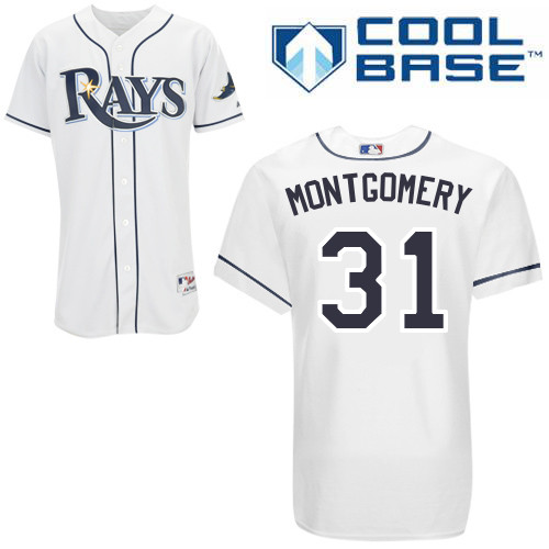 Mike Montgomery #31 MLB Jersey-Tampa Bay Rays Men's Authentic Home White Cool Base Baseball Jersey
